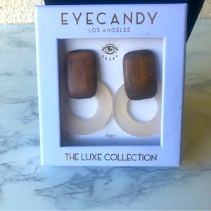 Eye candy earrings Wood /Resin new NIB